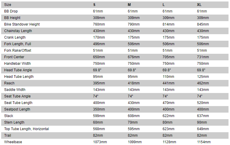 specialized epic comp size chart