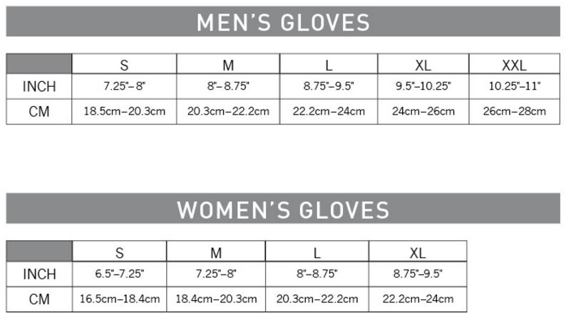 pearl izumi glove sizing