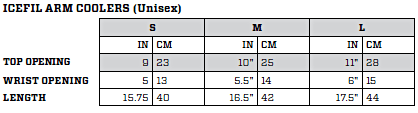 Zoot Arm Coolers Size Chart