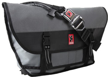 messenger bag with seat belt buckle