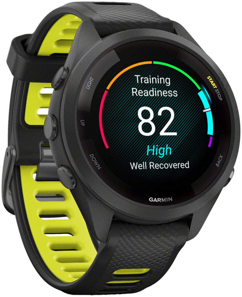 Forerunner 265S Black Bezel and Case with Black/Amp Yellow Silicone Band