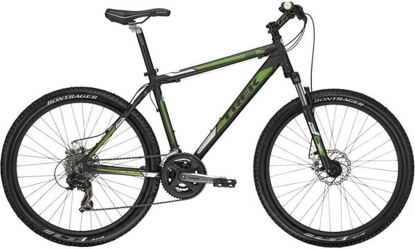black and green trek mountain bike
