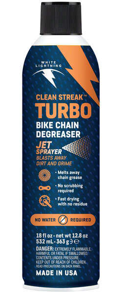 White Lightning Clean Streak Turbo Bike Chain Degreaser 18oz Munroe Velo Topsfield MA