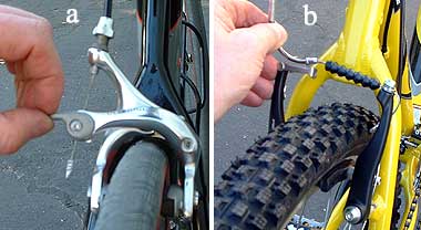 removing a rear bike wheel with disc brakes