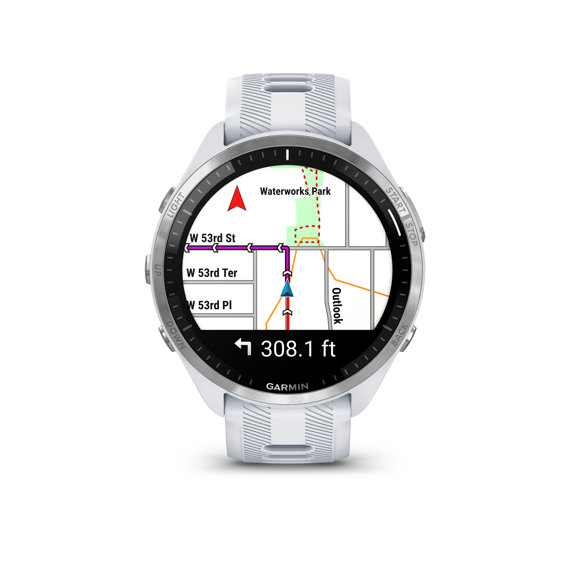 Garmin Forerunner 965 Titanium Bezel with Whitestone Case and  Whitestone/Powder Gray Silicone Band