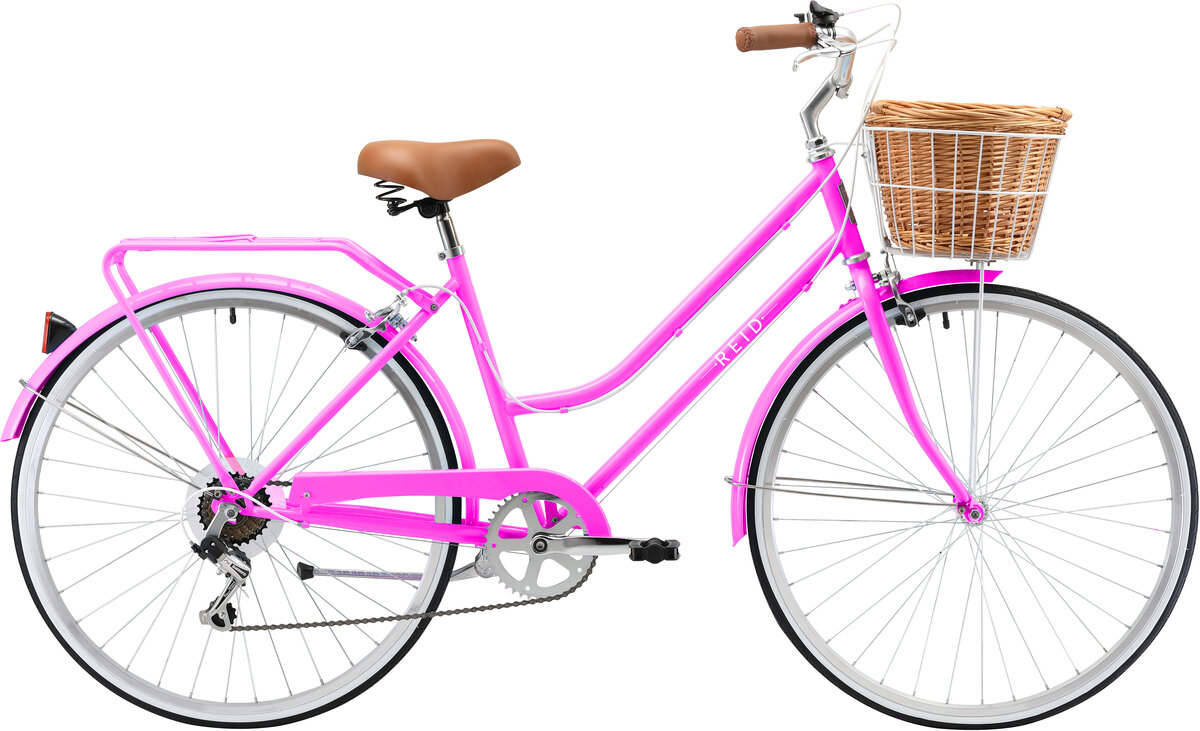 vintage ladies bike with basket pink