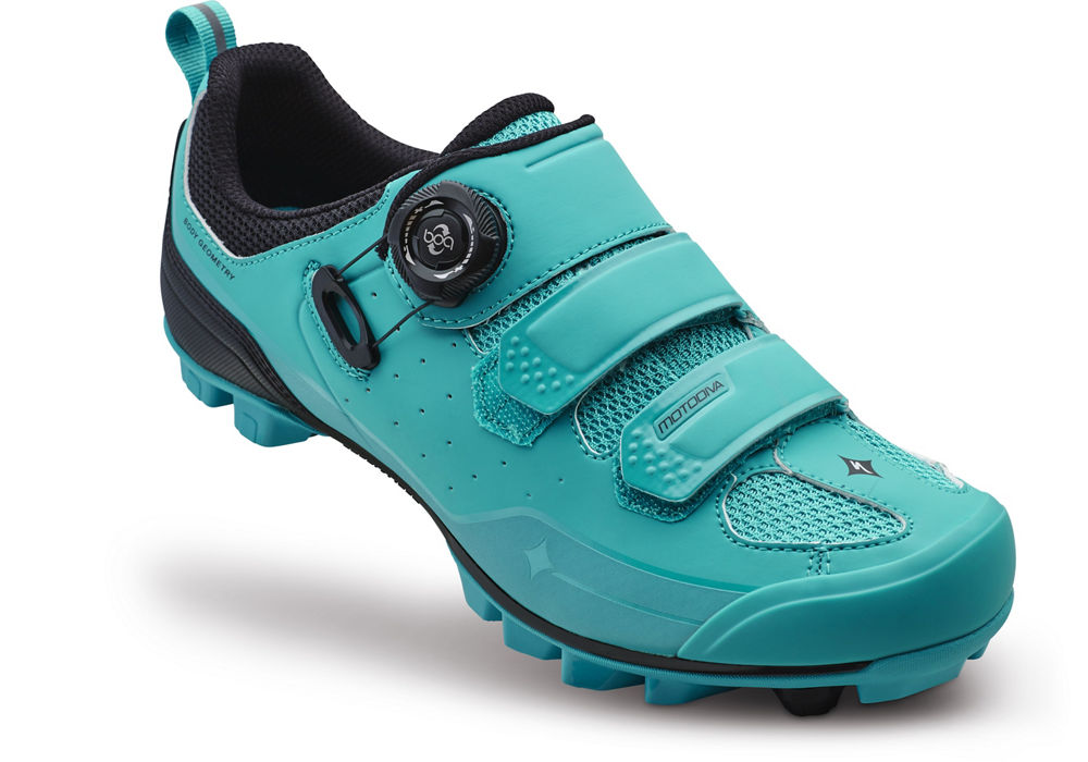 teal cycling shoes