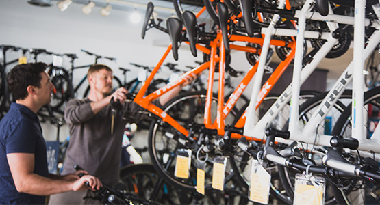 Customer shopping for a Trek bike