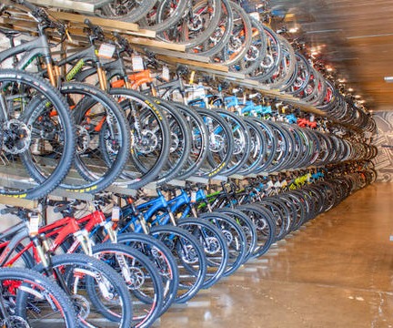 bikes in display racks