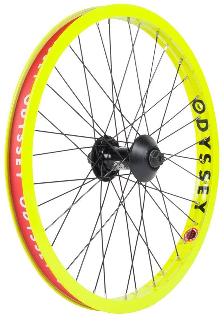 Odyssey Hazard Lite Freecoaster Front Wheel Fluorescent Yellow Brands Cycle and Fitness