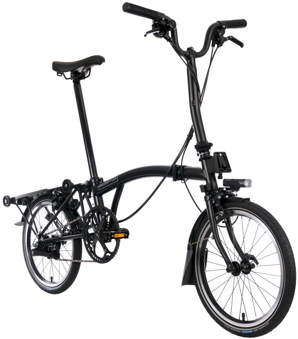 Brompton C Line Explore With Rack & Lighting - Mid Handlebar - Black 