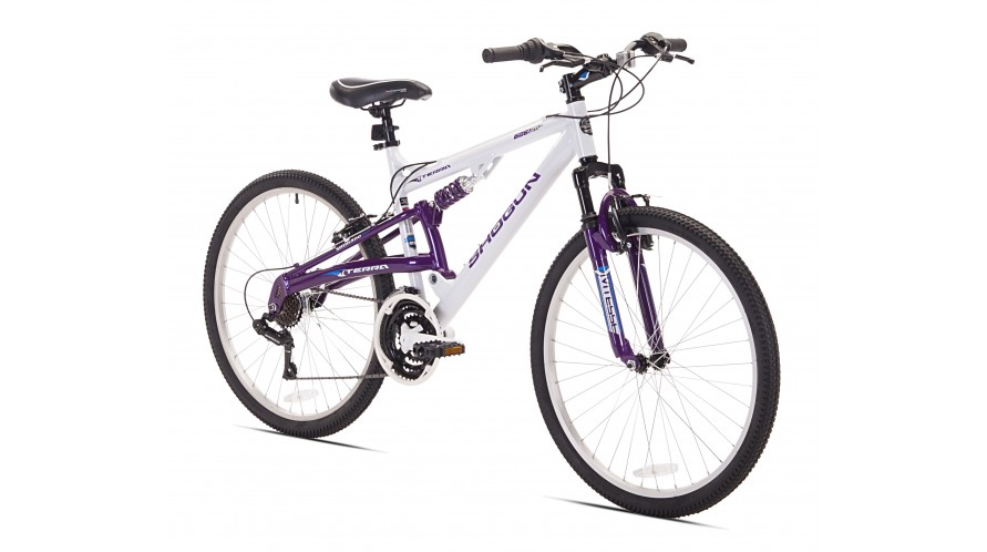 white and purple bike