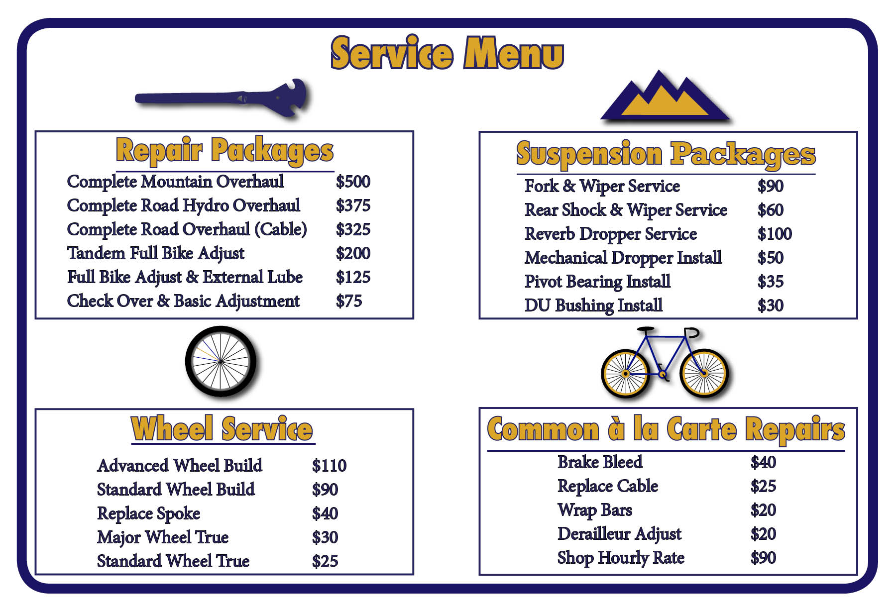 bicycle repair prices