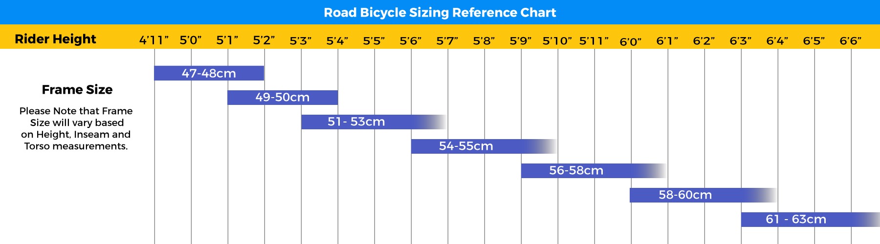 jamis size chart