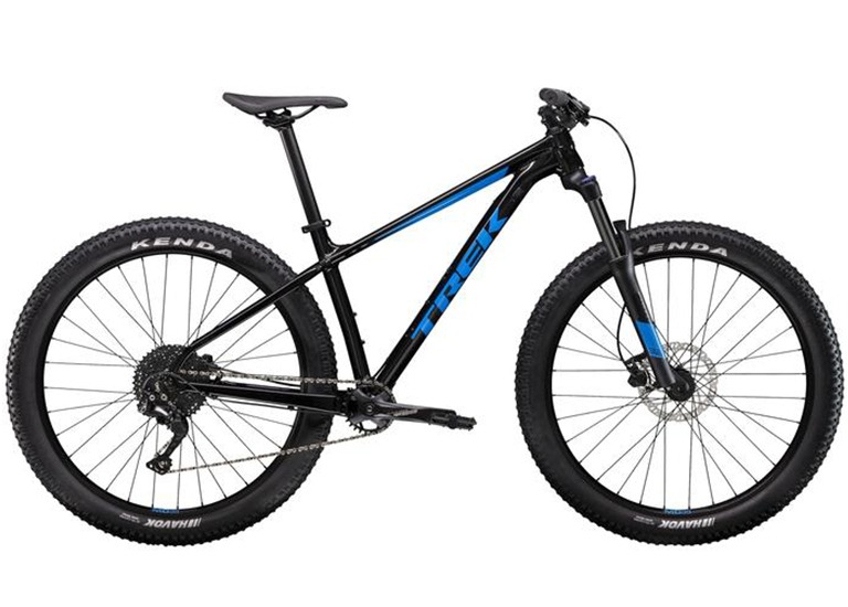 black and blue mountain bike