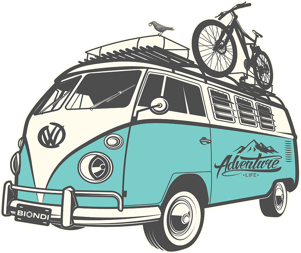 George's Cycles VW Adventure Bike Sticker - Teal - George's Cycles